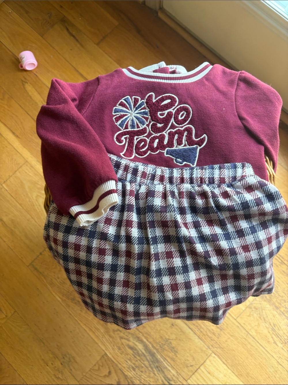 Maroon "Go Team" Plaid Knit Dress